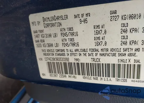 2006 Dodge Dakota St from USA, damaged, VIN 1D7HE28K96S533392